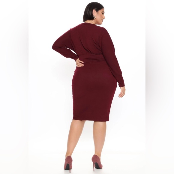 FASHION NOVA Never Too Soft Dress - Burgundy - Picture 6 of 12